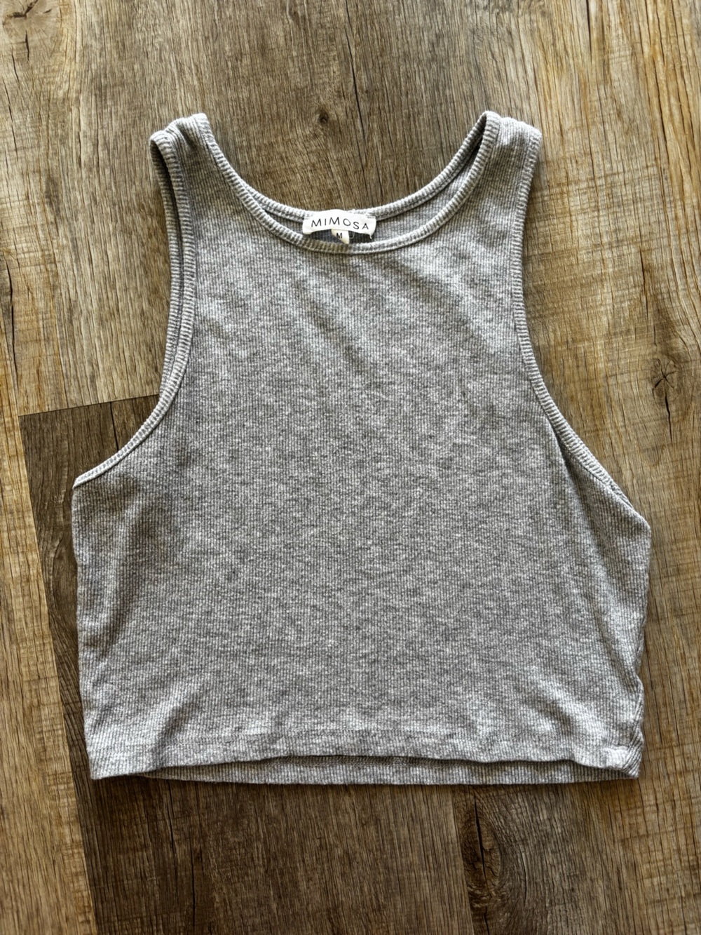 MIMOSA Gray Ribbed Cropped Tank